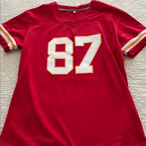 Red Sports Jersey Kelce with Number 87